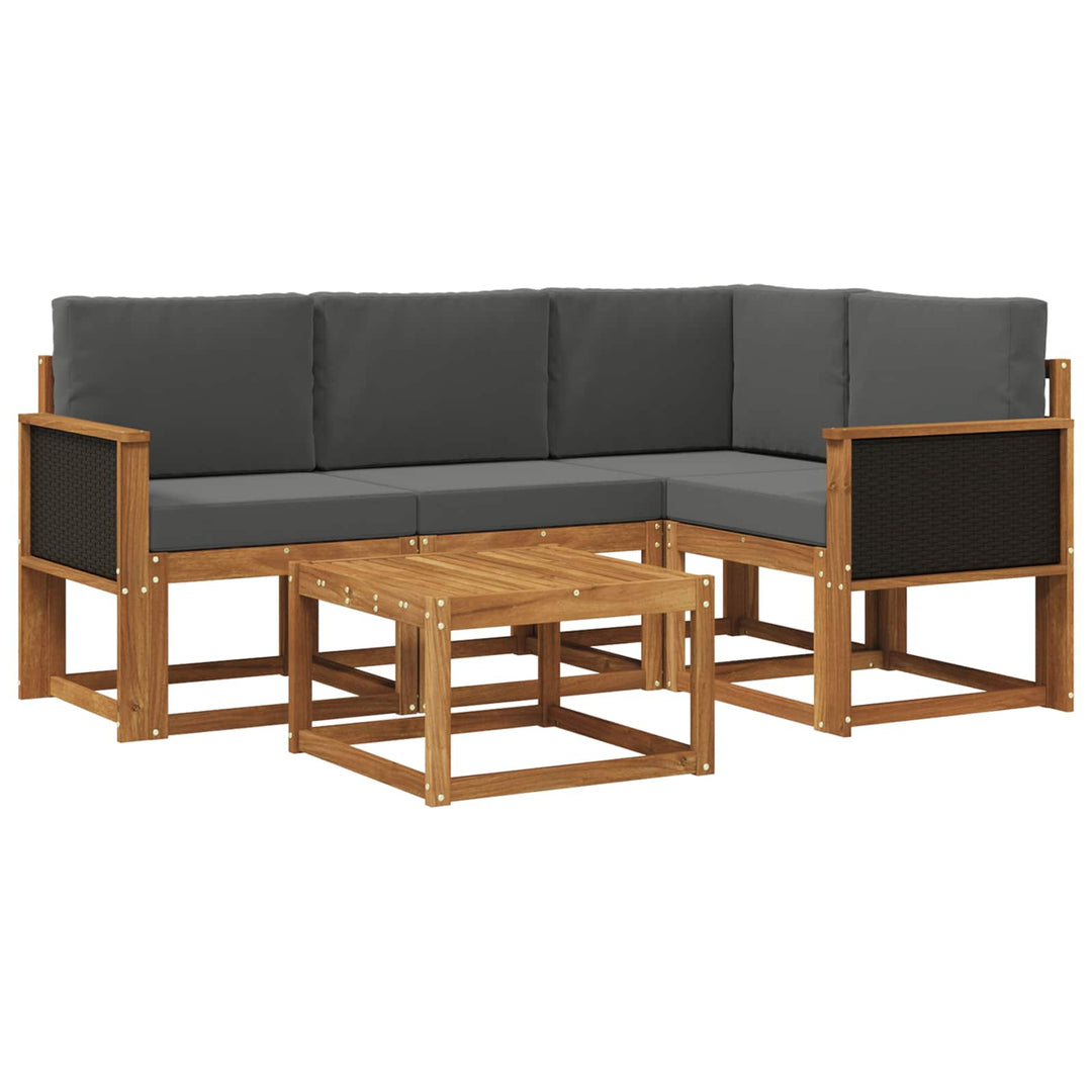Udendørs sofagruppe 5 pcs Naturlig og Antracit Polyester