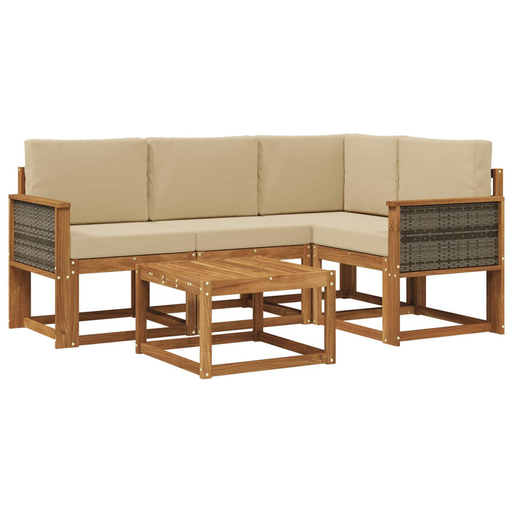 Udendørs sofagruppe 5 pcs Naturlig og Beige Polyester