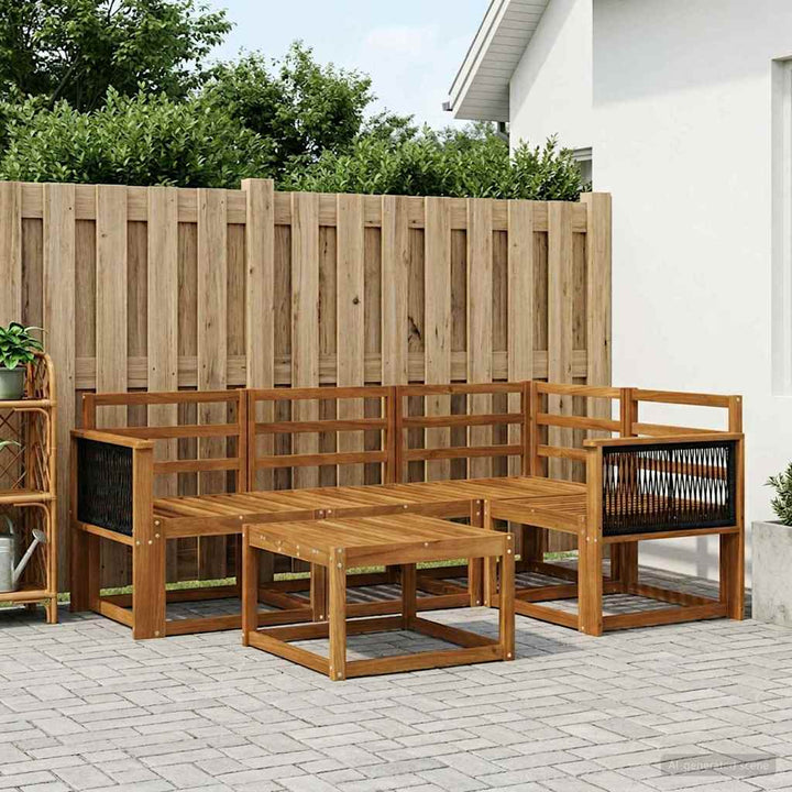 Udendørs sofagruppe 5 pcs Naturfarvet Massivt Akacietræ