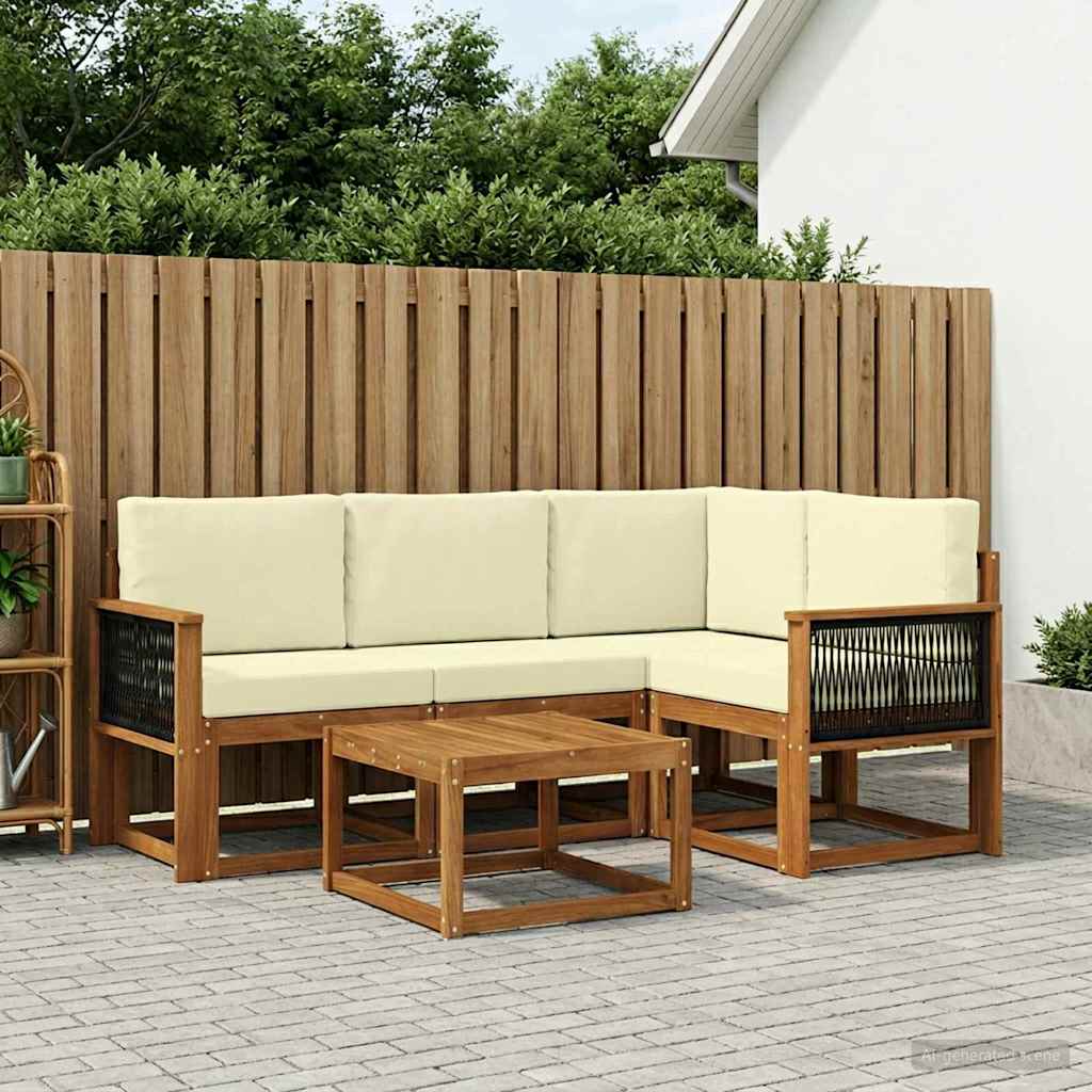 Udendørs sofagruppe 5 pcs Naturlig og Fløde Polyester