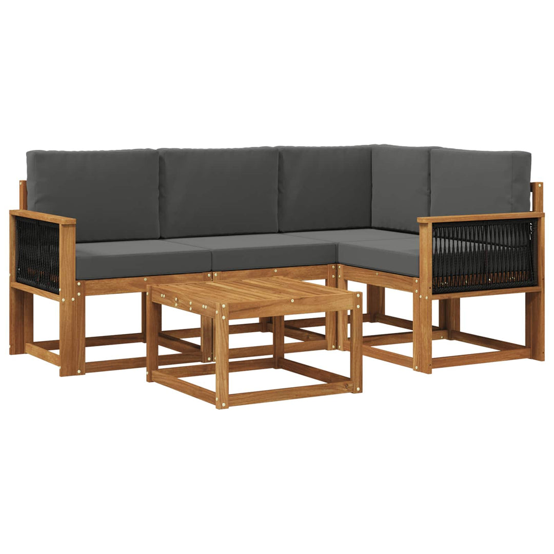 Udendørs sofagruppe 5 pcs Naturlig og Antracit Polyester