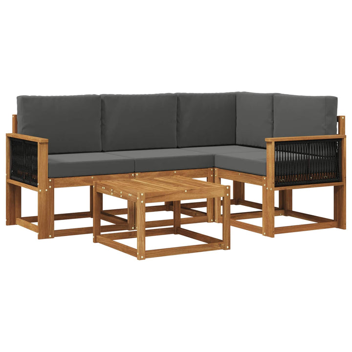 Udendørs sofagruppe 5 pcs Naturlig og Antracit Polyester