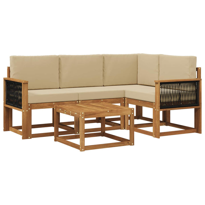 Udendørs sofagruppe 5 pcs Naturlig og Beige Polyester