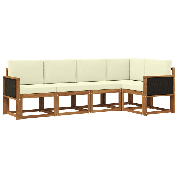 Udendørs sofagruppe 5 pcs Naturlig og Fløde Polyester