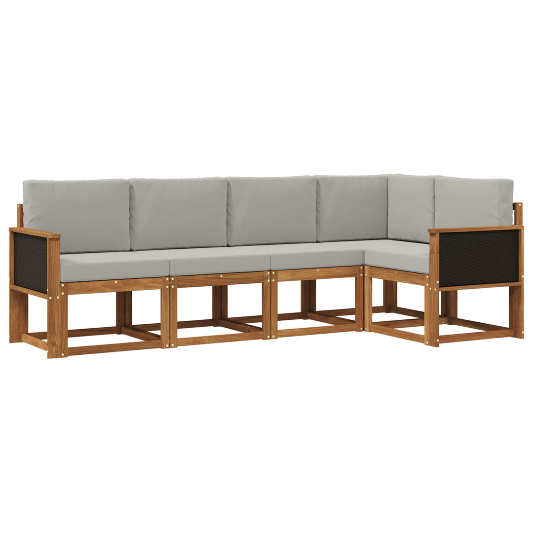 Udendørs sofagruppe 5 pcs Naturfarvet og lysegrå Polyester
