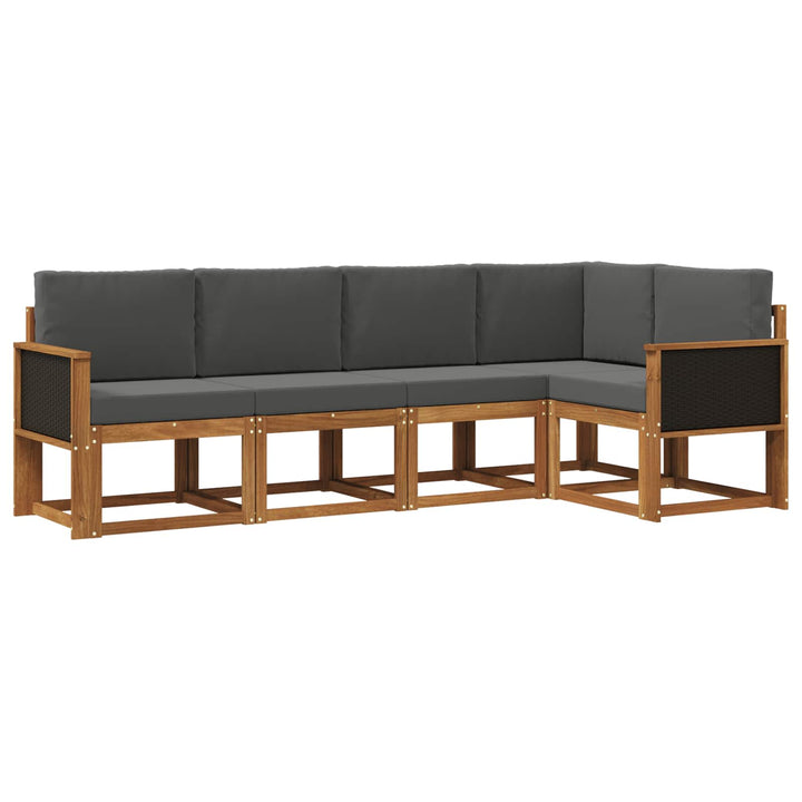 Udendørs sofagruppe 5 pcs Naturlig og Antracit Polyester