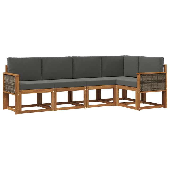 Udendørs sofagruppe 5 pcs Naturlig og Antracit Polyester
