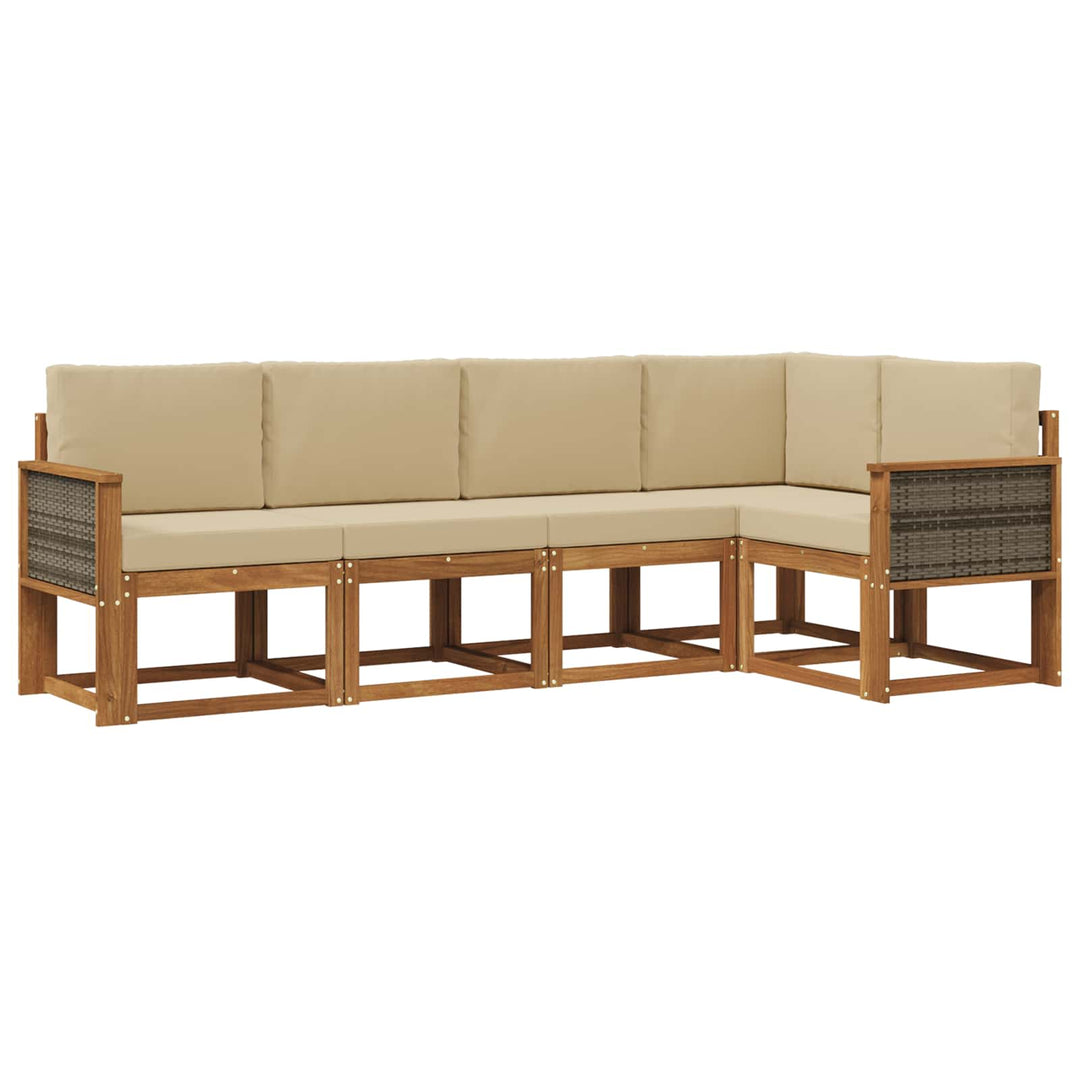 Udendørs sofagruppe 5 pcs Naturlig og Beige Polyester