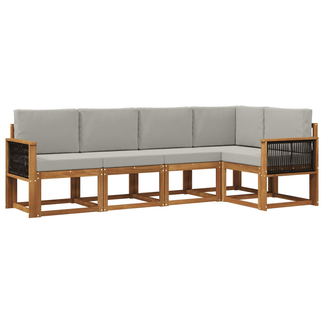 Udendørs sofagruppe 5 pcs Naturfarvet og lysegrå Polyester