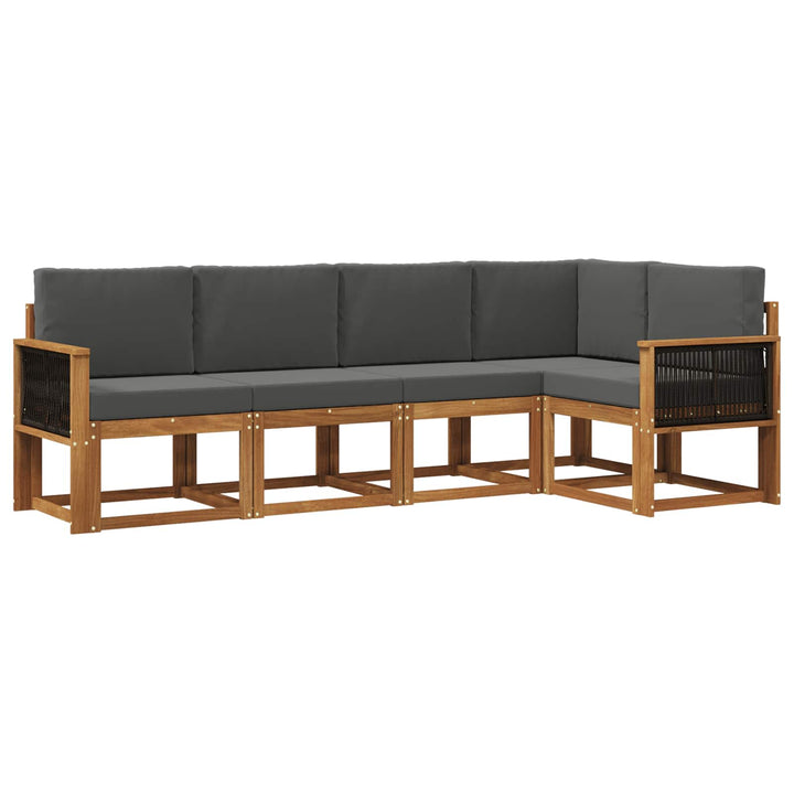 Udendørs sofagruppe 5 pcs Naturlig og Antracit Polyester