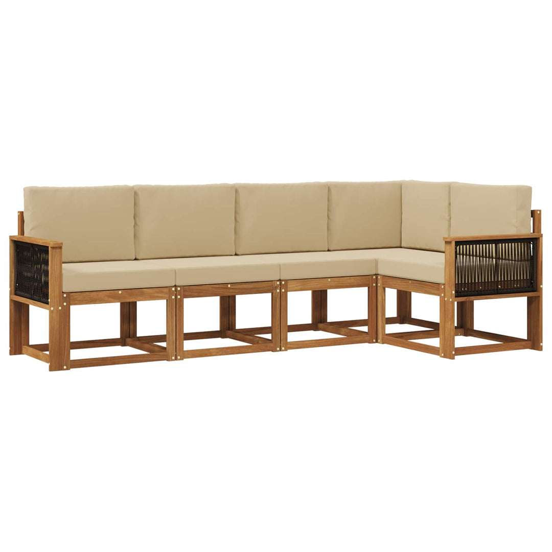Udendørs sofagruppe 5 pcs Naturlig og Beige Polyester