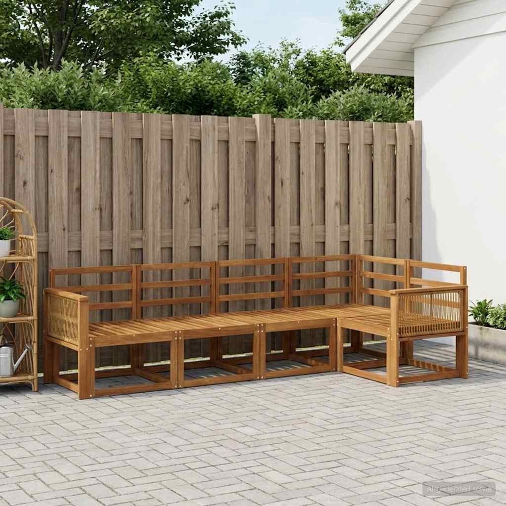 Udendørs sofagruppe 5 pcs Naturfarvet Massivt Akacietræ