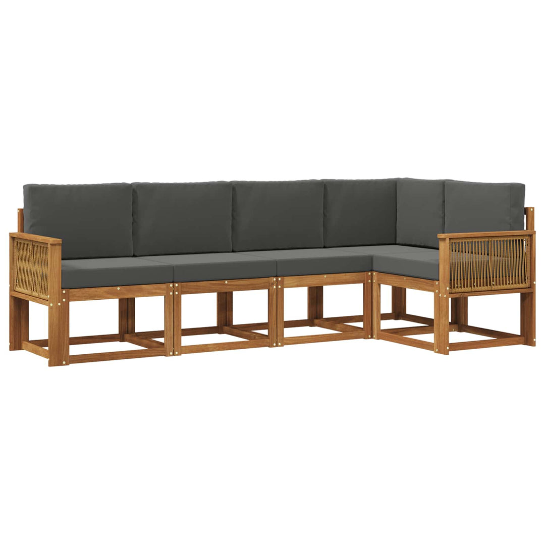 Udendørs sofagruppe 5 pcs Naturlig og Antracit Polyester