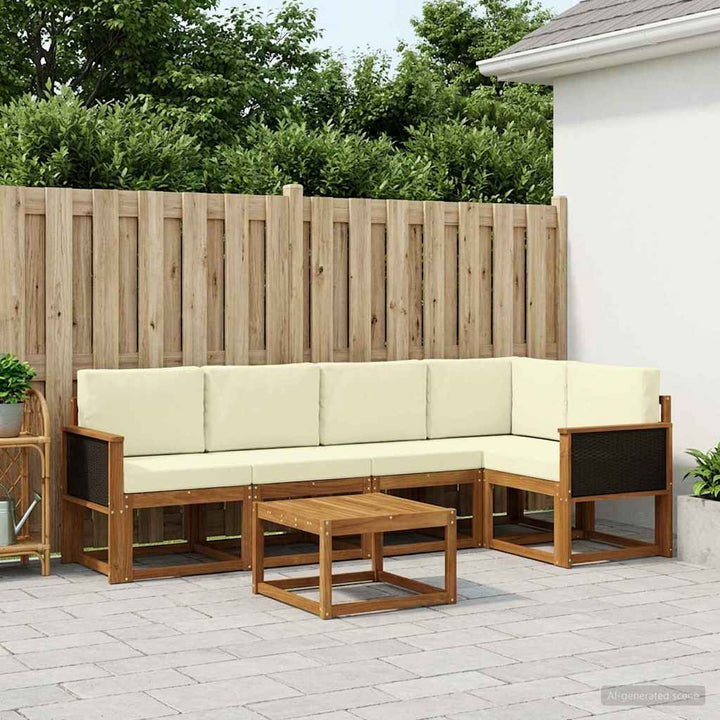 Udendørs sofagruppe 6 pcs Naturlig og Fløde Massivt Akacietræ