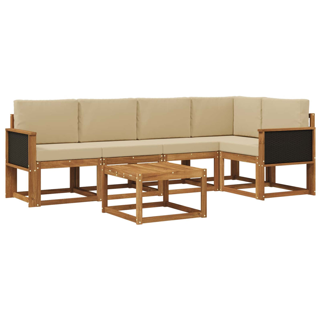 Udendørs sofagruppe 6 pcs Naturlig og Beige Massivt Akacietræ