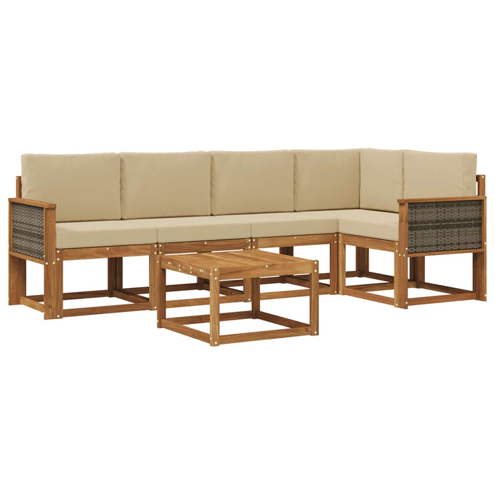 Udendørs sofagruppe 6 pcs Naturlig og Beige Massivt Akacietræ