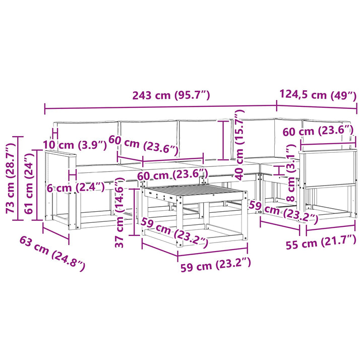 Udendørs sofagruppe 6 pcs Naturlig og Beige Massivt Akacietræ