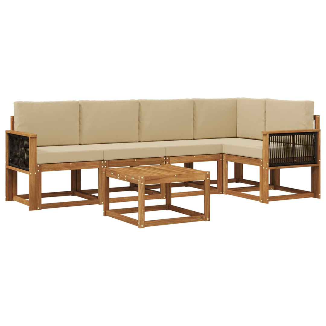Udendørs sofagruppe 6 pcs Naturlig og Beige Massivt Akacietræ