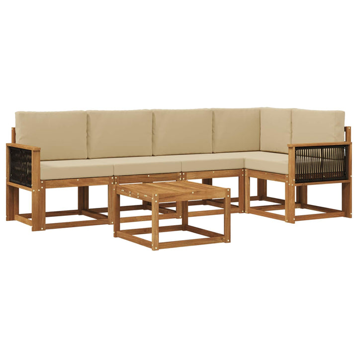 Udendørs sofagruppe 6 pcs Naturlig og Beige Massivt Akacietræ