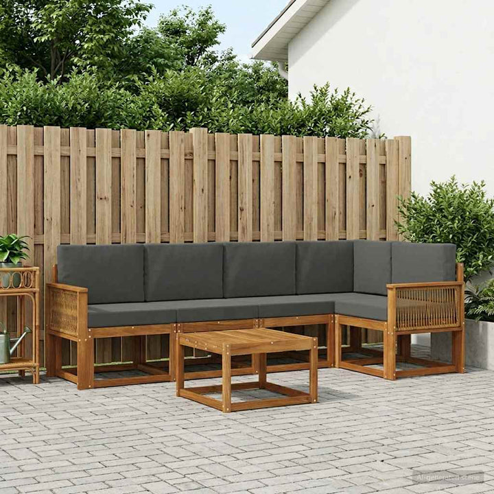 Udendørs sofagruppe med pude 6 pcs Naturlig og Antracit