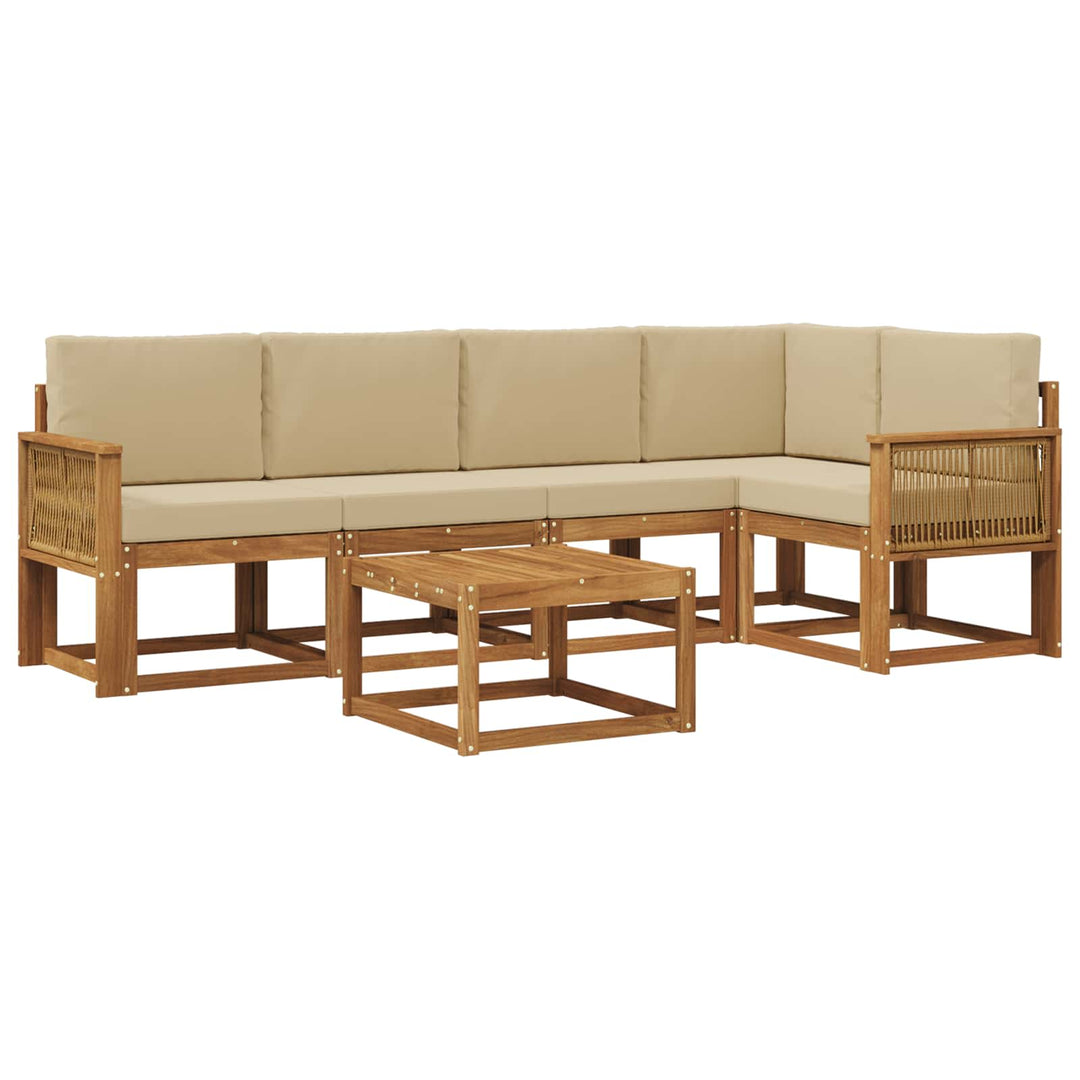 Udendørs sofagruppe 6 pcs Naturlig og Beige Massivt Akacietræ
