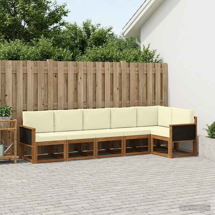 Udendørs sofagruppe med pude 6 pcs Naturlig og Fløde Polyester