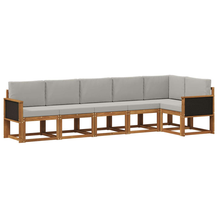 Udendørs sofagruppe 6 pcs Naturfarvet og lysegrå Polyester