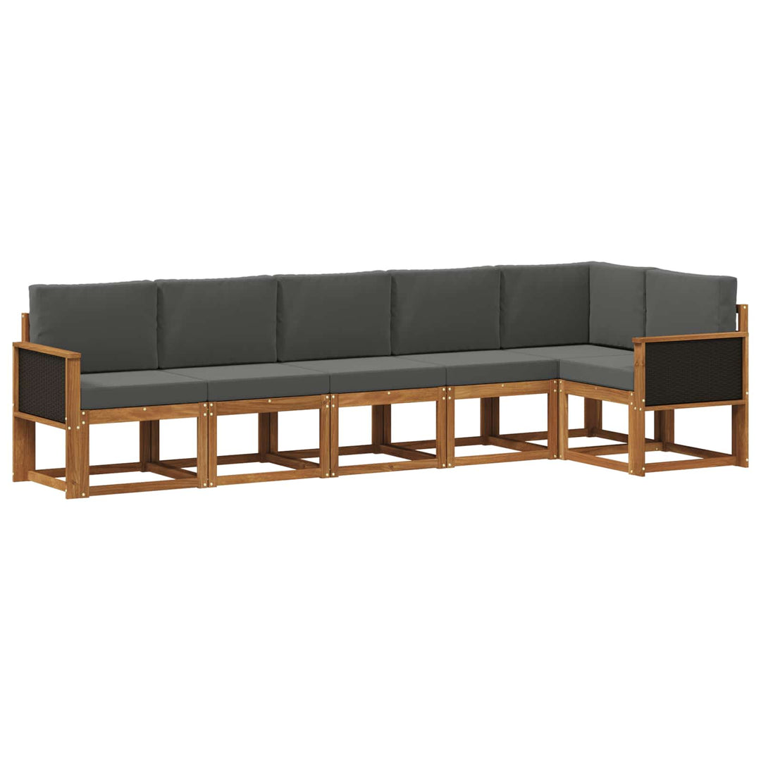 Udendørs sofagruppe 6 pcs Naturlig og Antracit Polyester