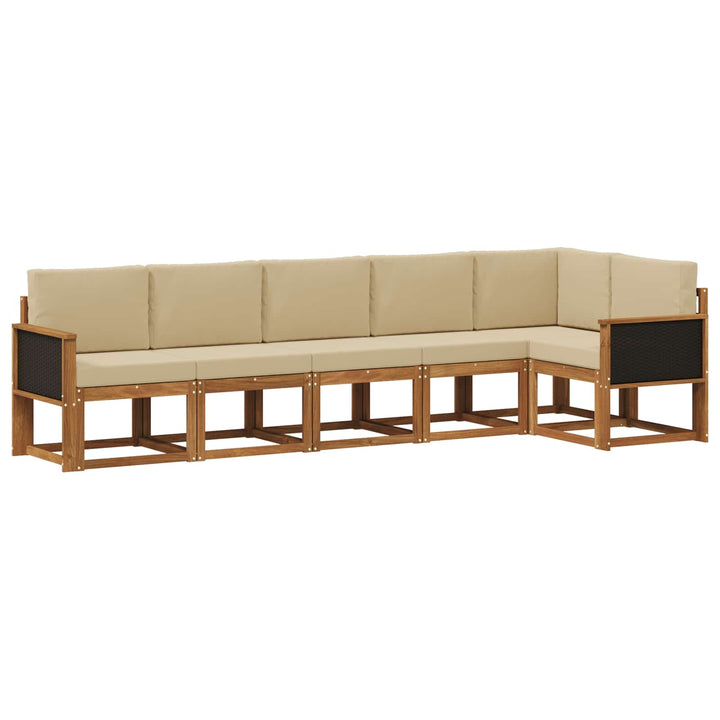 Udendørs sofagruppe med pude 6 pcs Naturlig og Beige Polyester