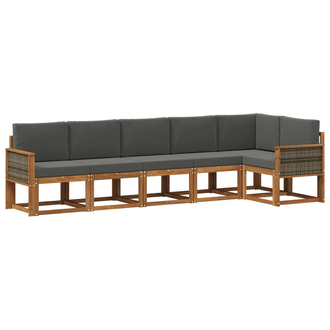 Udendørs sofagruppe 6 pcs Naturlig og Antracit Polyester