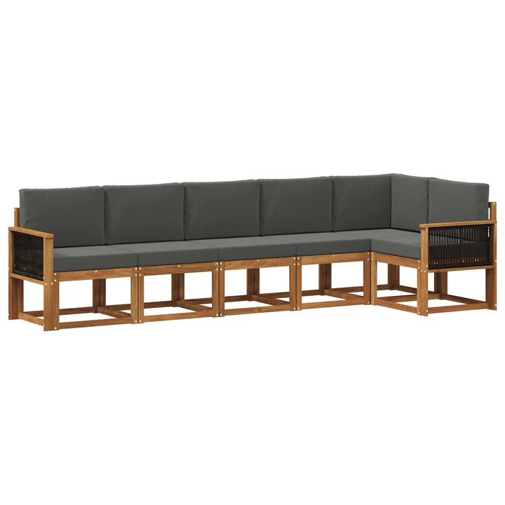 Udendørs sofagruppe 6 pcs Naturlig og Antracit Polyester