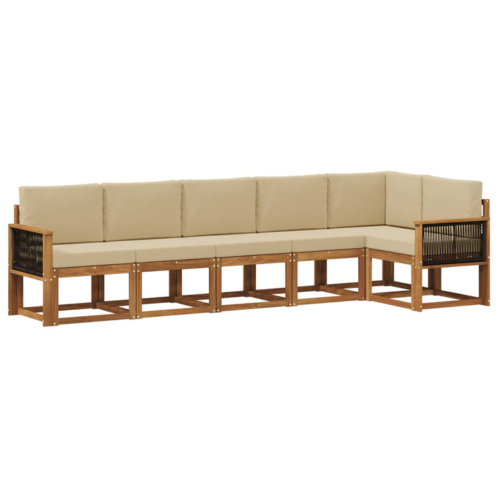 Udendørs sofagruppe med pude 6 pcs Naturlig og Beige Polyester