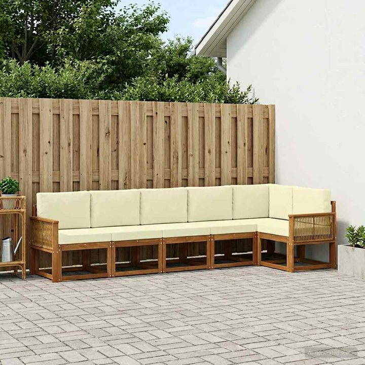 Udendørs sofagruppe med pude 6 pcs Naturlig og Fløde Polyester