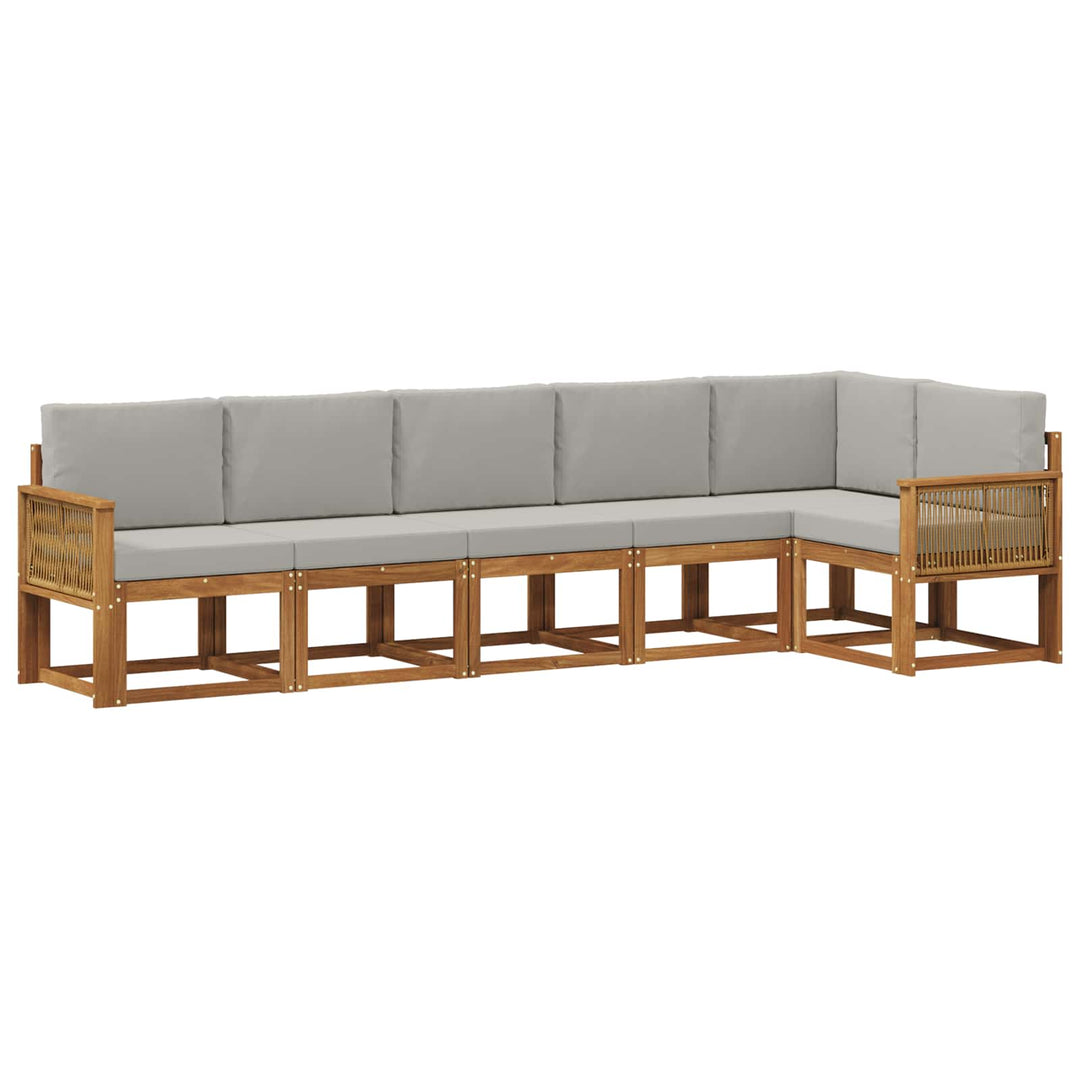 Udendørs sofagruppe 6 pcs Naturfarvet og lysegrå Polyester