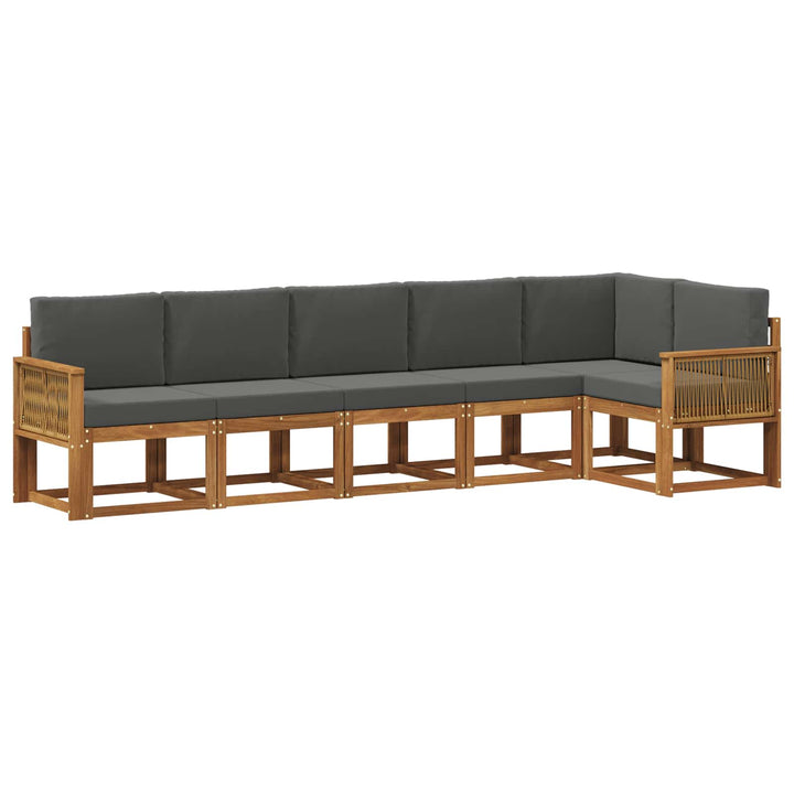 Udendørs sofagruppe 6 pcs Naturlig og Antracit Polyester