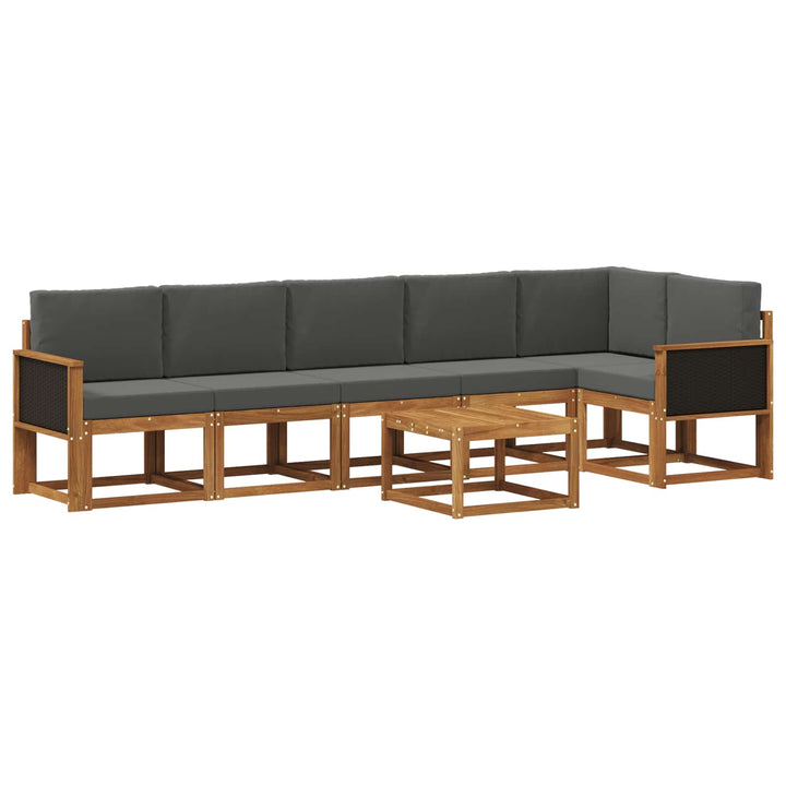 Udendørs sofagruppe 7 pcs Naturlig og Antracit Polyester