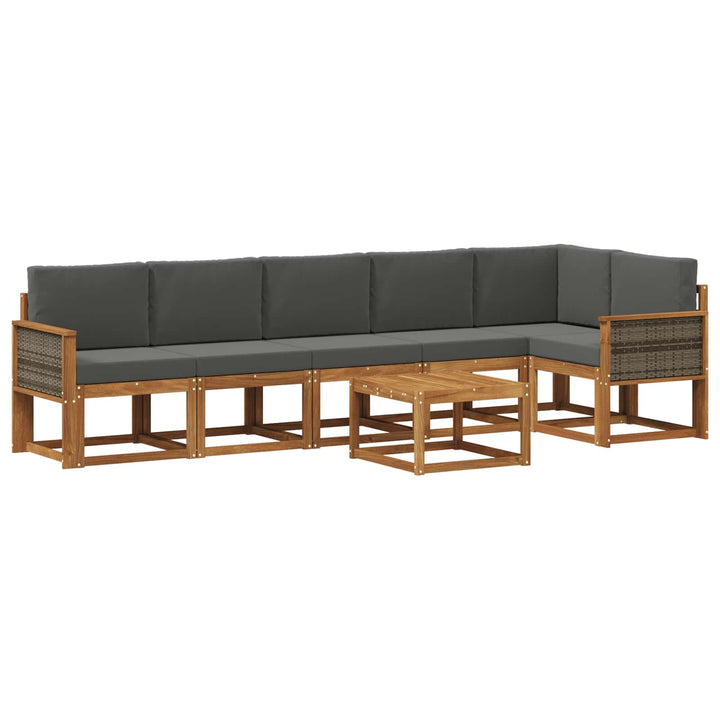 Udendørs sofagruppe 7 pcs Naturlig og Antracit Polyester