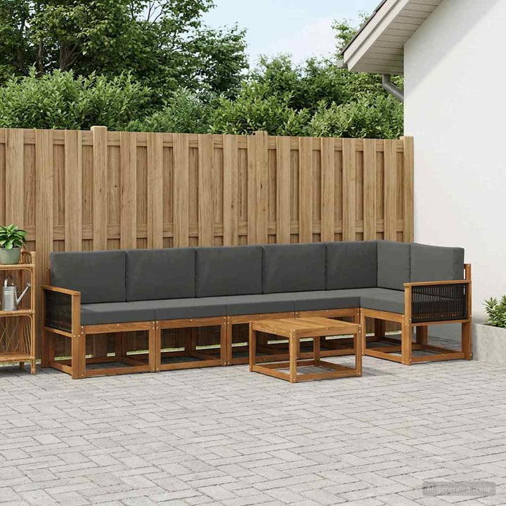 Udendørs sofagruppe 7 pcs Naturlig og Antracit Polyester
