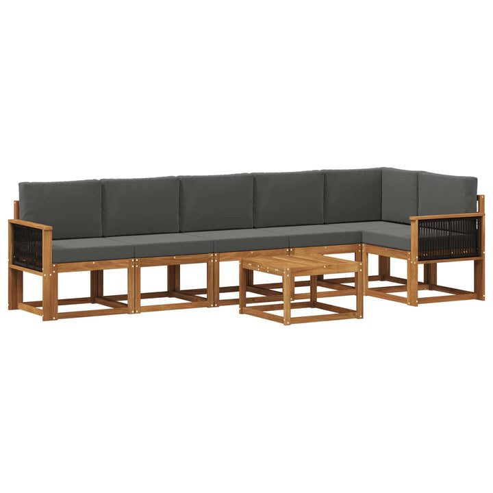Udendørs sofagruppe 7 pcs Naturlig og Antracit Polyester