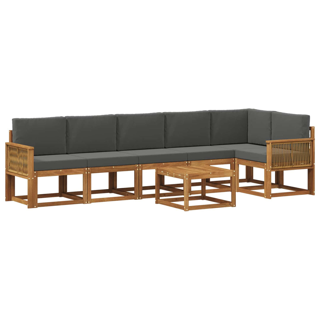 Udendørs sofagruppe 7 pcs Naturlig og Antracit Polyester