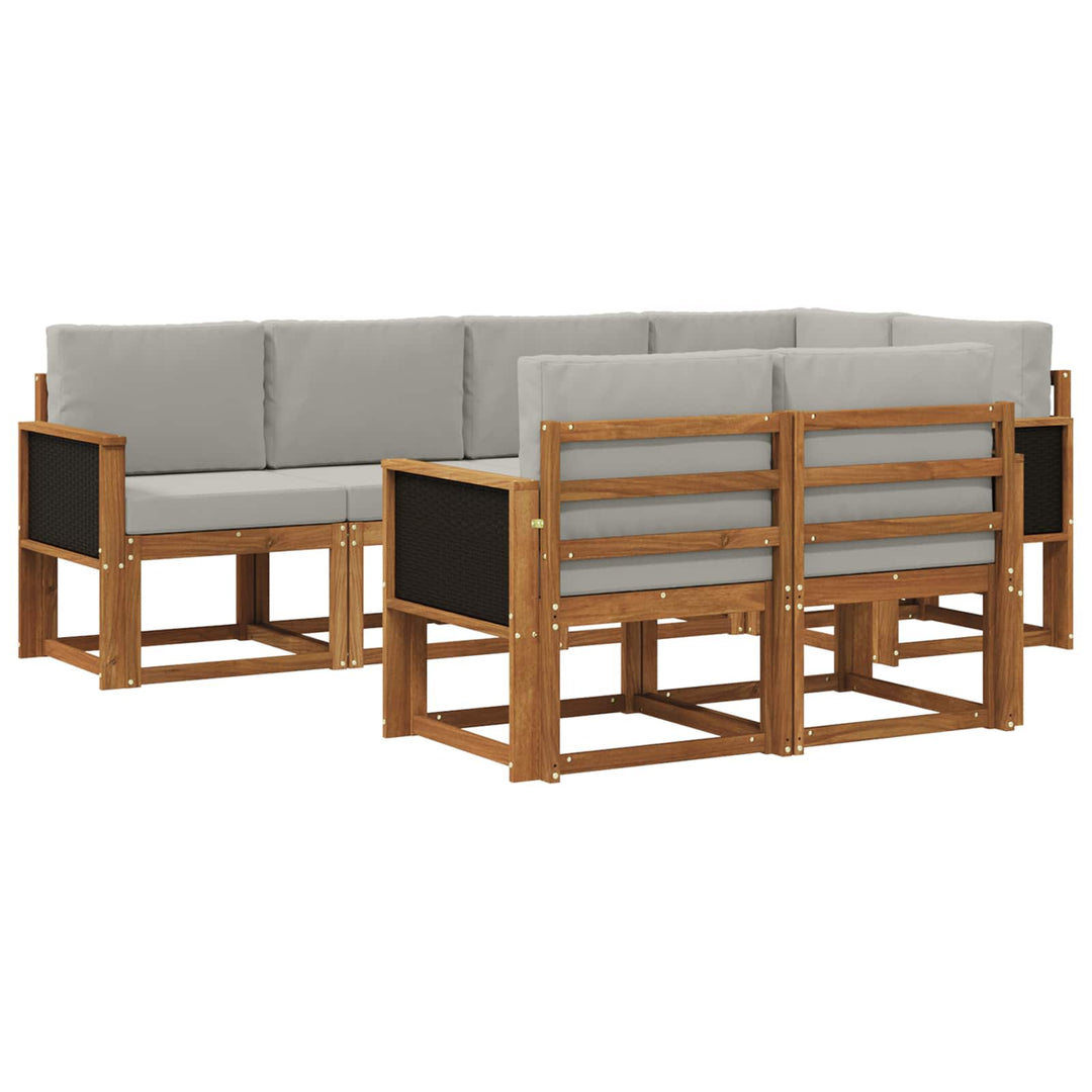 Udendørs sofagruppe 7 pcs Naturfarvet og lysegrå Polyester