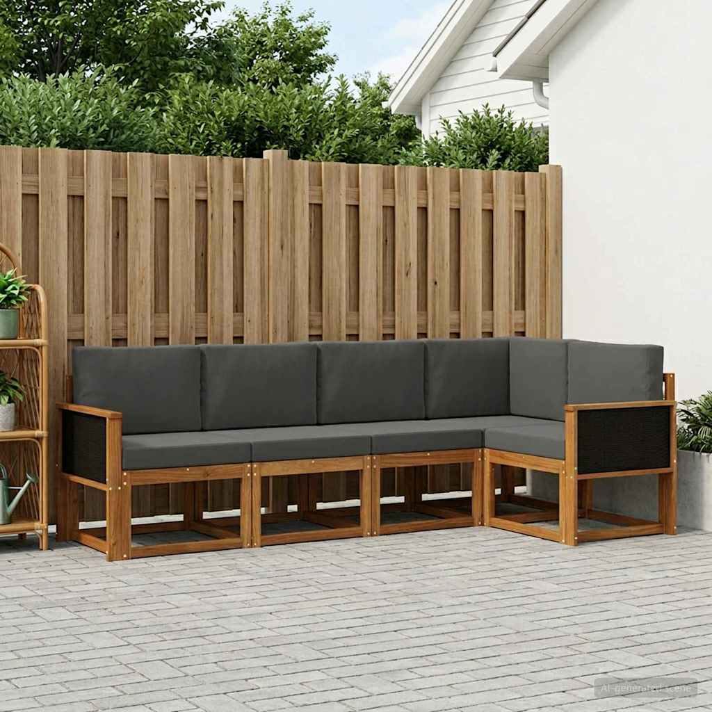 Udendørs sofagruppe 7 pcs Naturlig og Antracit Polyester