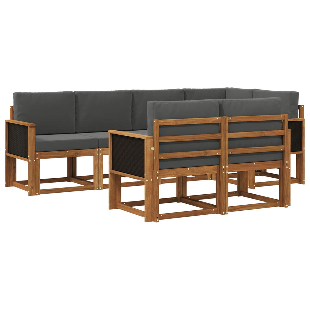 Udendørs sofagruppe 7 pcs Naturlig og Antracit Polyester