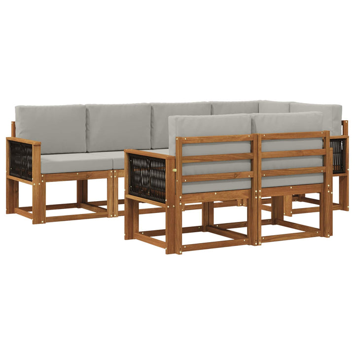Udendørs sofagruppe 7 pcs Naturfarvet og lysegrå Polyester