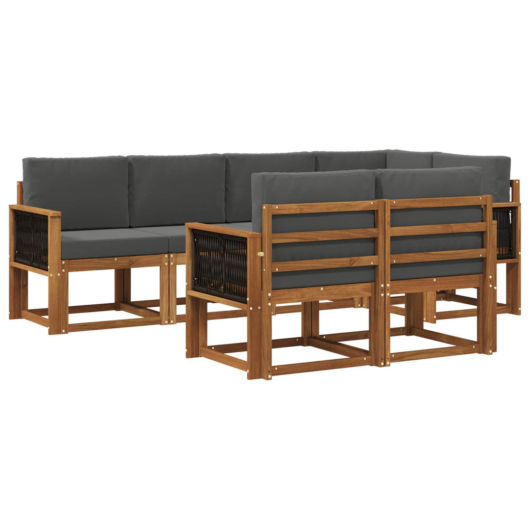 Udendørs sofagruppe 7 pcs Naturlig og Antracit Polyester