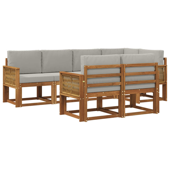 Udendørs sofagruppe 7 pcs Naturfarvet og lysegrå Polyester