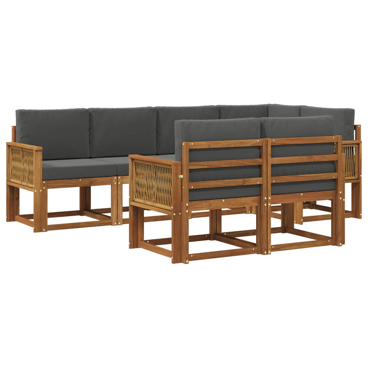 Udendørs sofagruppe 7 pcs Naturlig og Antracit Polyester