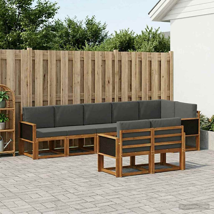 Udendørs sofagruppe 8 pcs Naturlig og Antracit Polyester