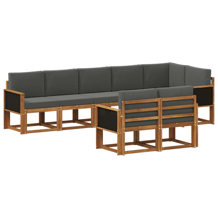 Udendørs sofagruppe 8 pcs Naturlig og Antracit Polyester