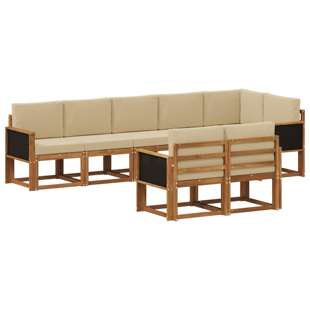 Udendørs sofagruppe med pude 8 pcs Naturlig og Beige Polyester